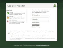 Tablet Screenshot of creditapp.nucor.com